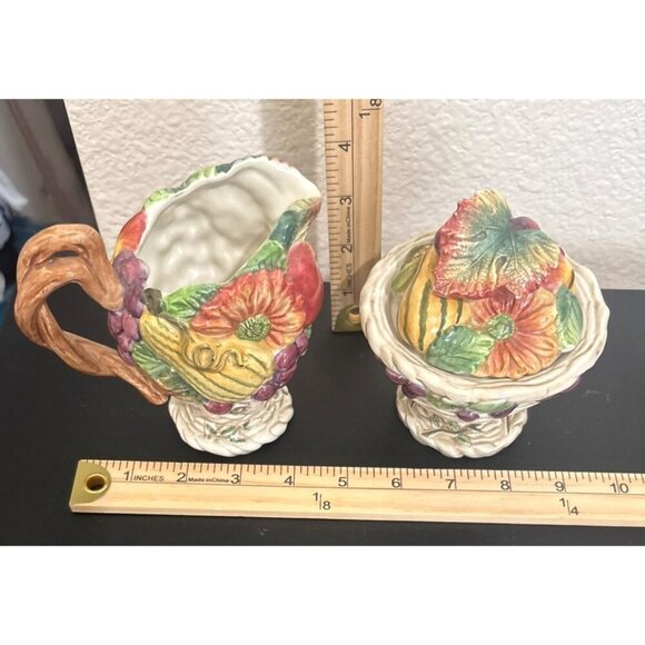 Fitz and Floyd Harvest Heritage Sugar Bowl Creamer Autumn Thanksgiving Retired D - Picture 8 of 8